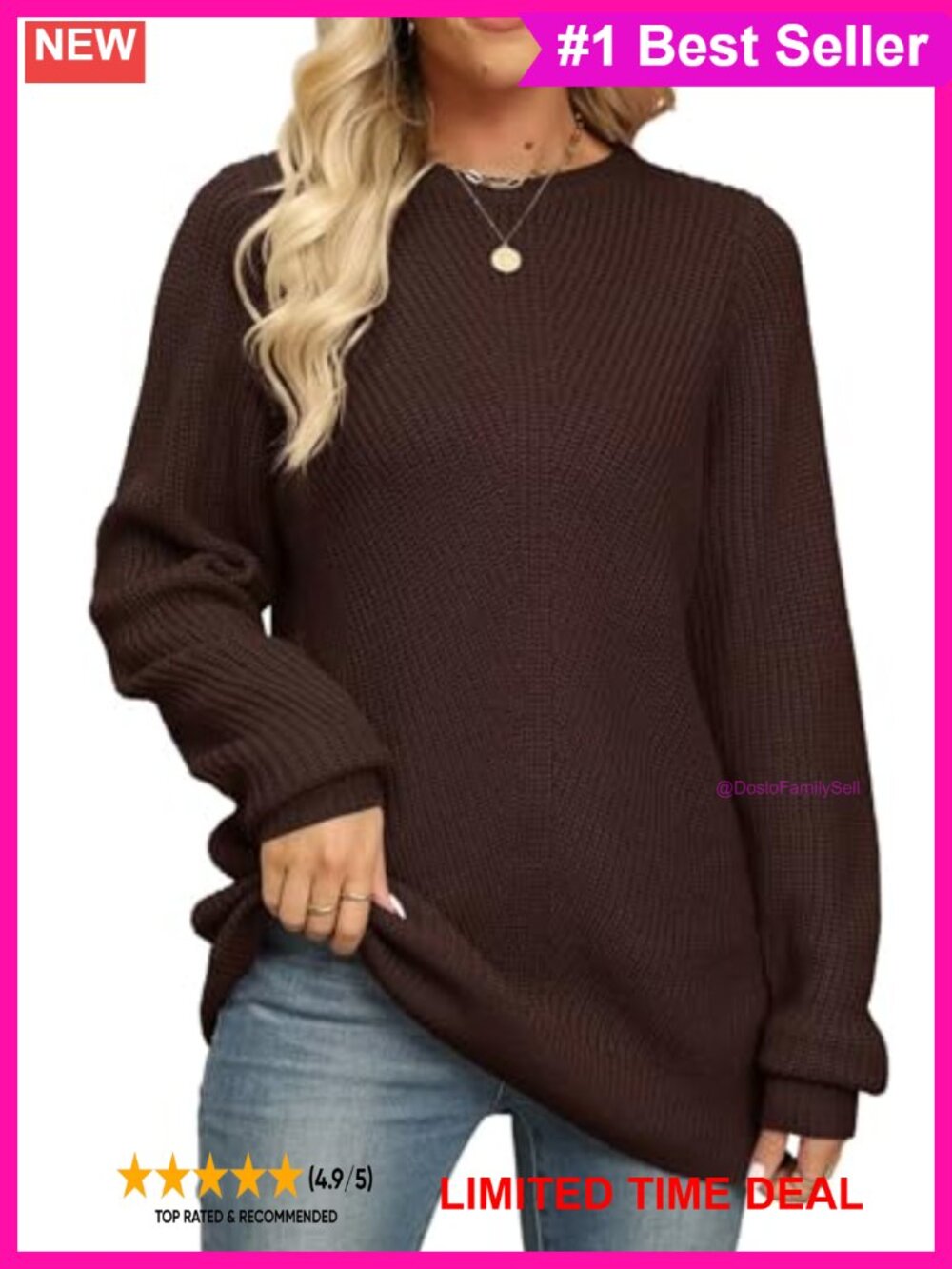 Plus Size Chunky Cable Knit Pullover Sweater Crew Neck Tunic